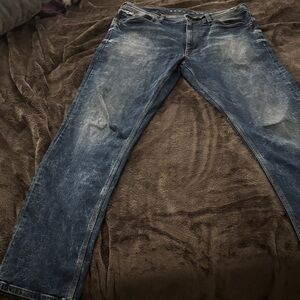 Sean John Distressed Blue Straight Jeans
